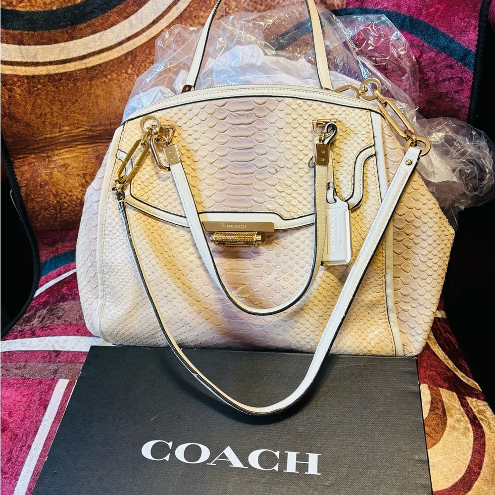 Coach Madison Pinnacle Python Embossed Dome Satch… - image 2